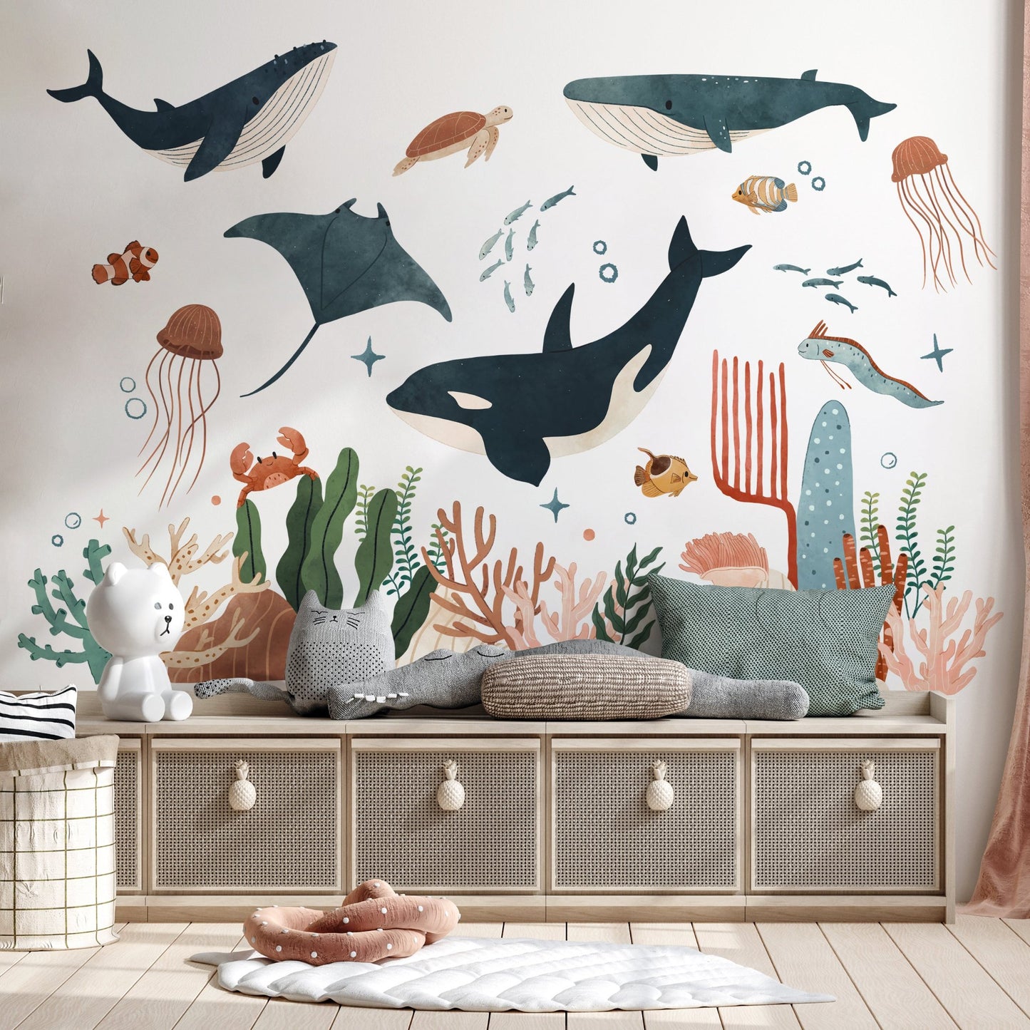 Whale and Cute Animals Sticker Set