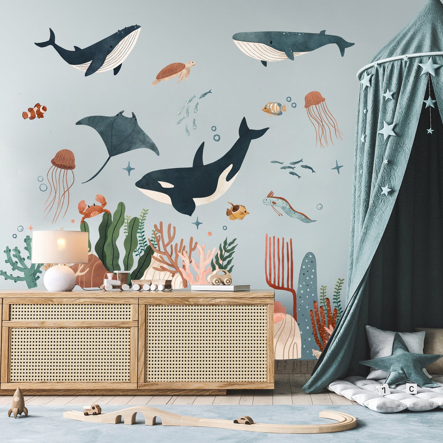 Whale and Cute Animals Sticker Set