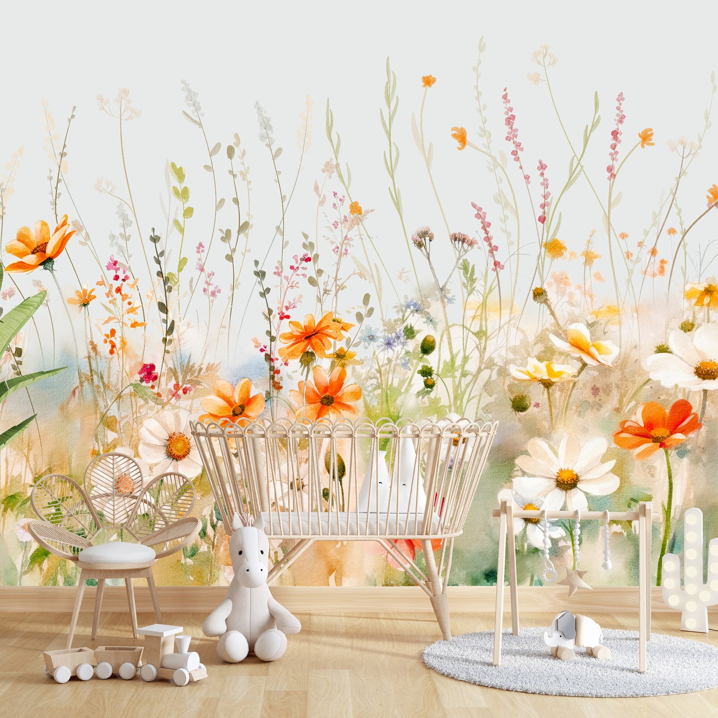 Soft Wildflowers Kids Room Wallpaper