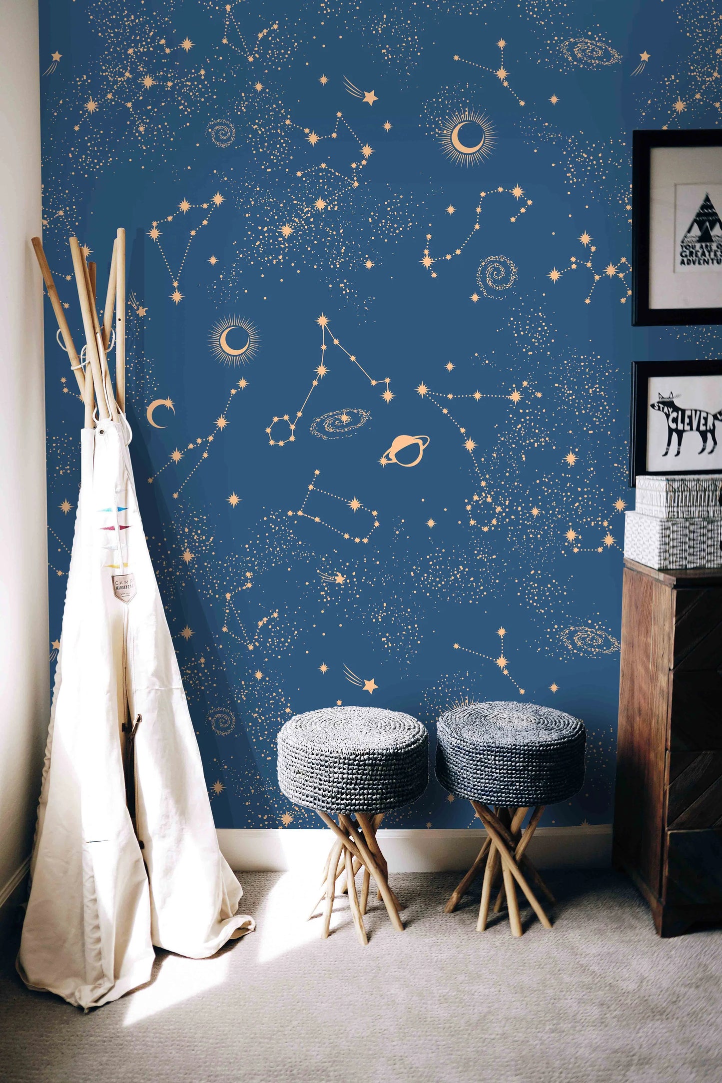 Moon Whale Children's Room Wallpaper