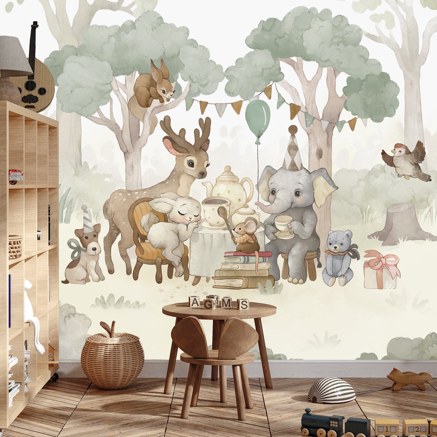 Forest Friends Kids Room Wallpaper