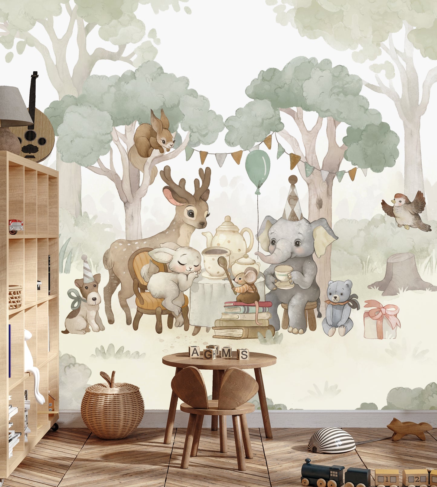 Forest Friends Kids Room Wallpaper