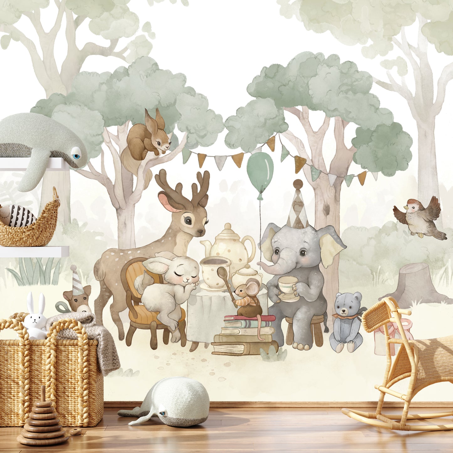 Forest Friends Kids Room Wallpaper