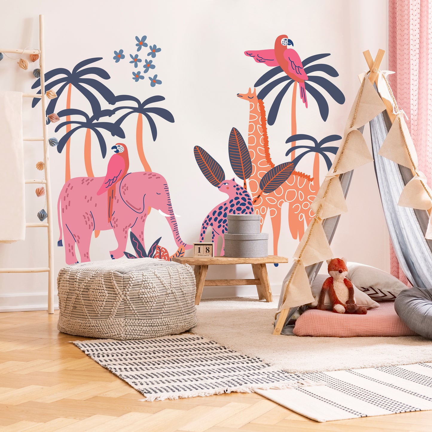 Pink Orange Safari Sticker Set