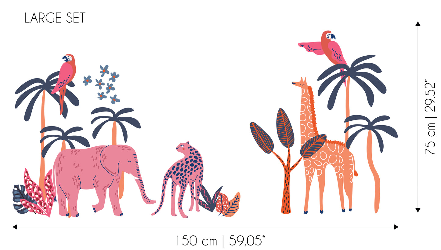 Pink Orange Safari Sticker Set