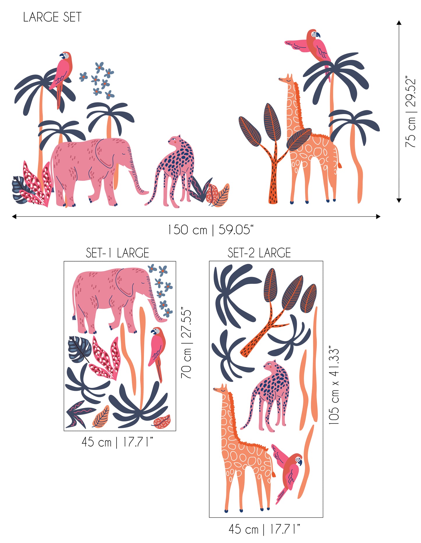 Pink Orange Safari Sticker Set