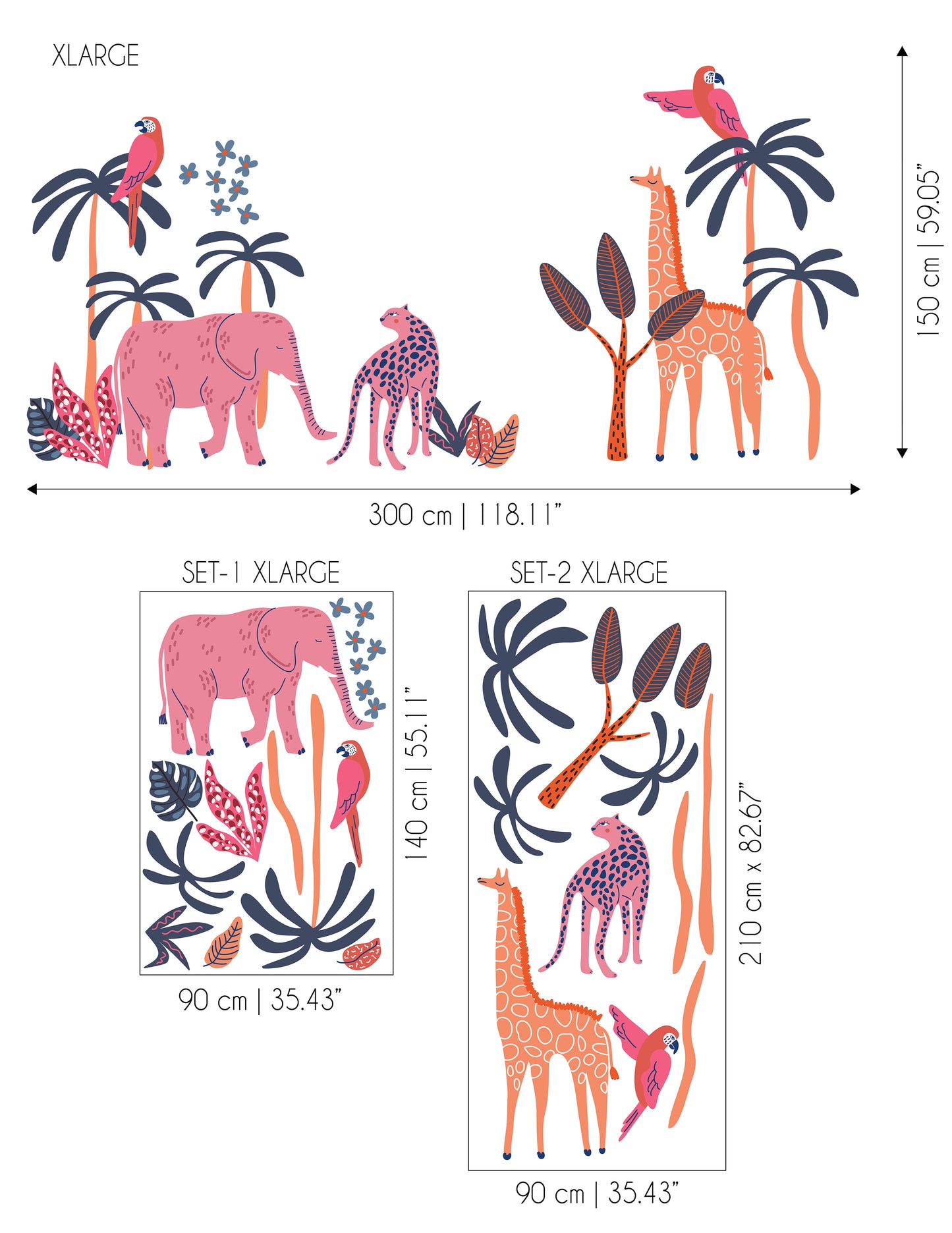Pink Orange Safari Sticker Set