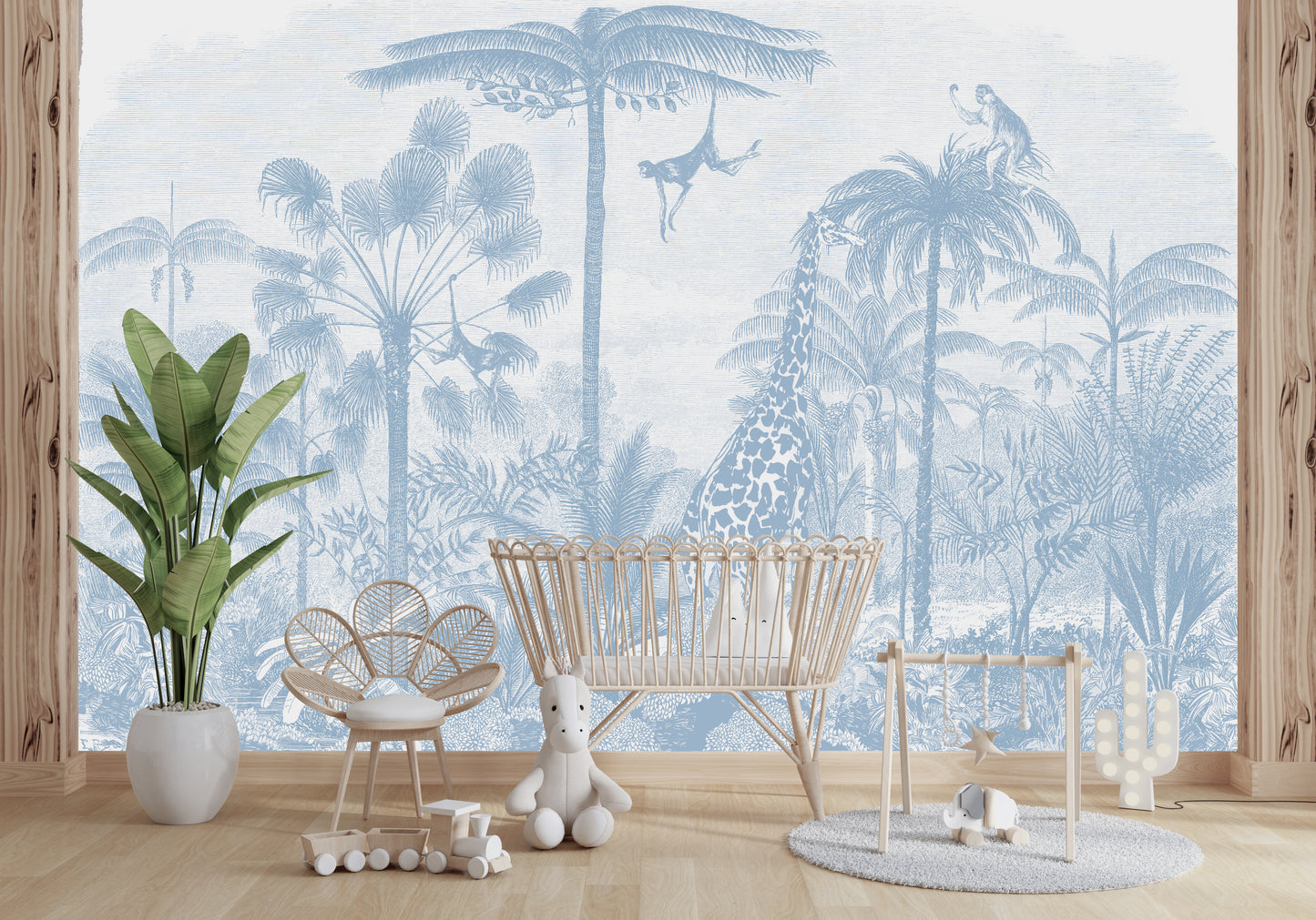 Sketch Jungle Kids Room Wallpaper