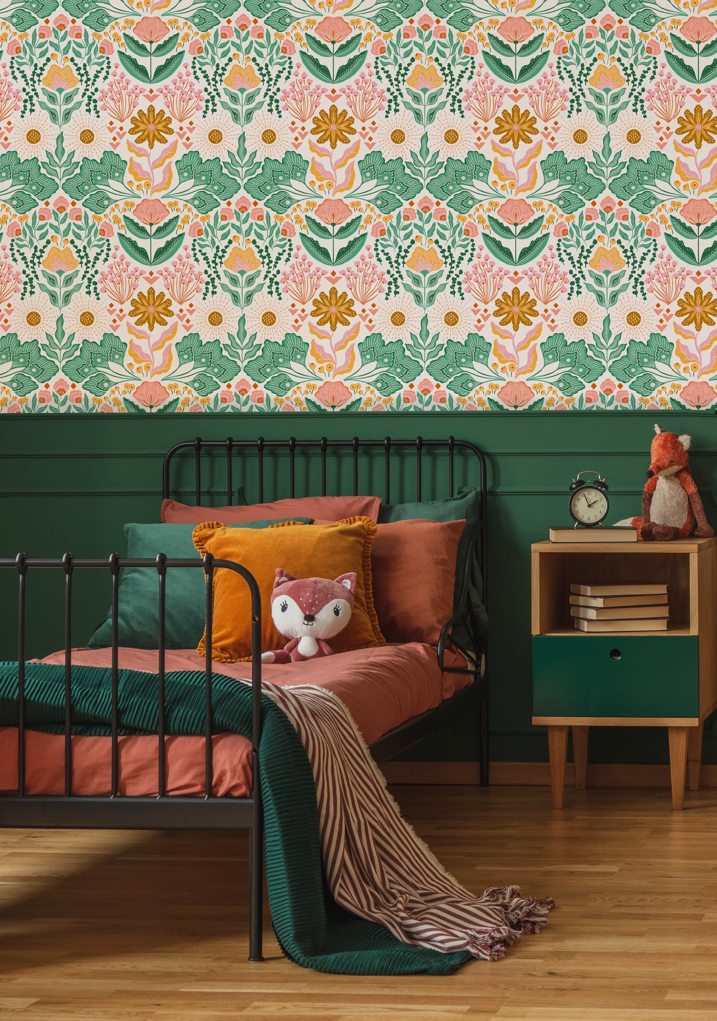 Boho Çiçekler Çocuk Odası Duvar Kağıdı Desen 3