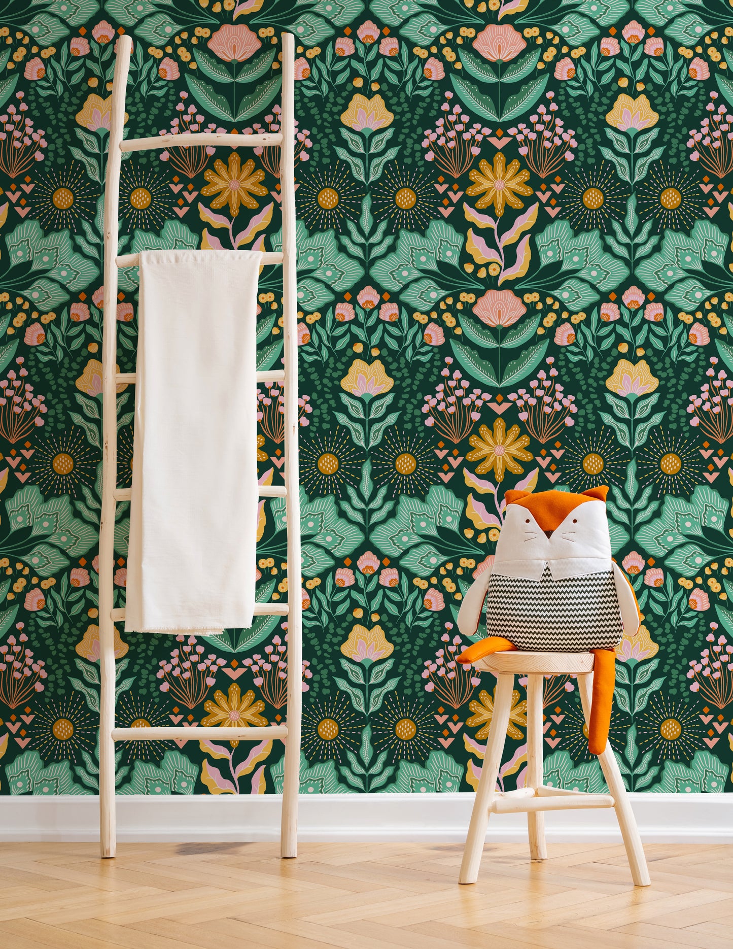 Boho Çiçekler Çocuk Odası Duvar Kağıdı Desen 3