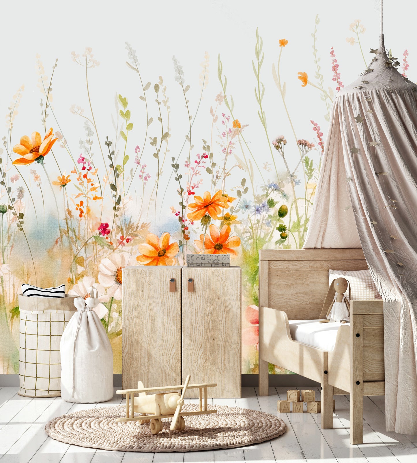 Soft Wildflowers Kids Room Wallpaper