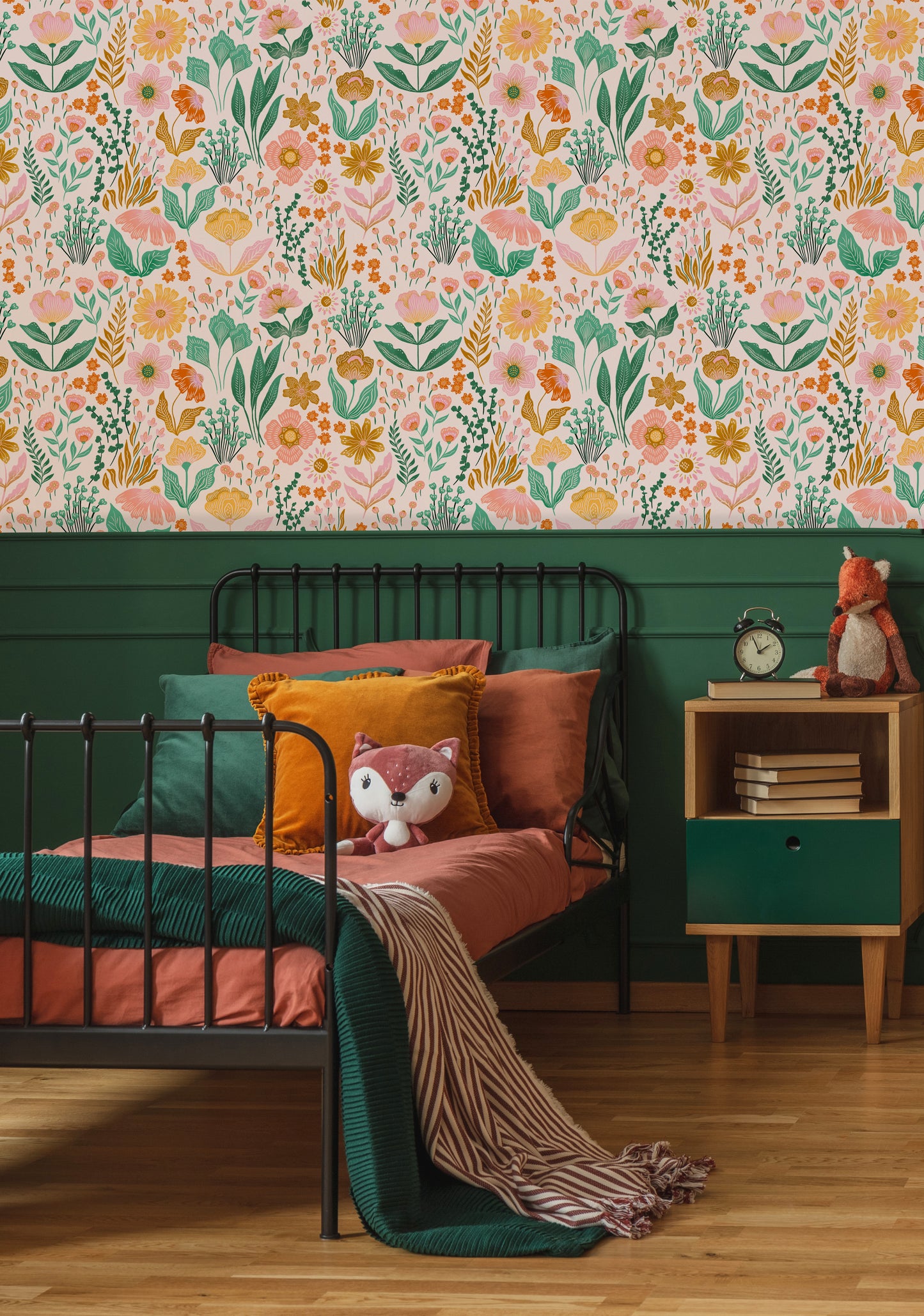 Boho Çiçekler Çocuk Odası Duvar Kağıdı Desen 2