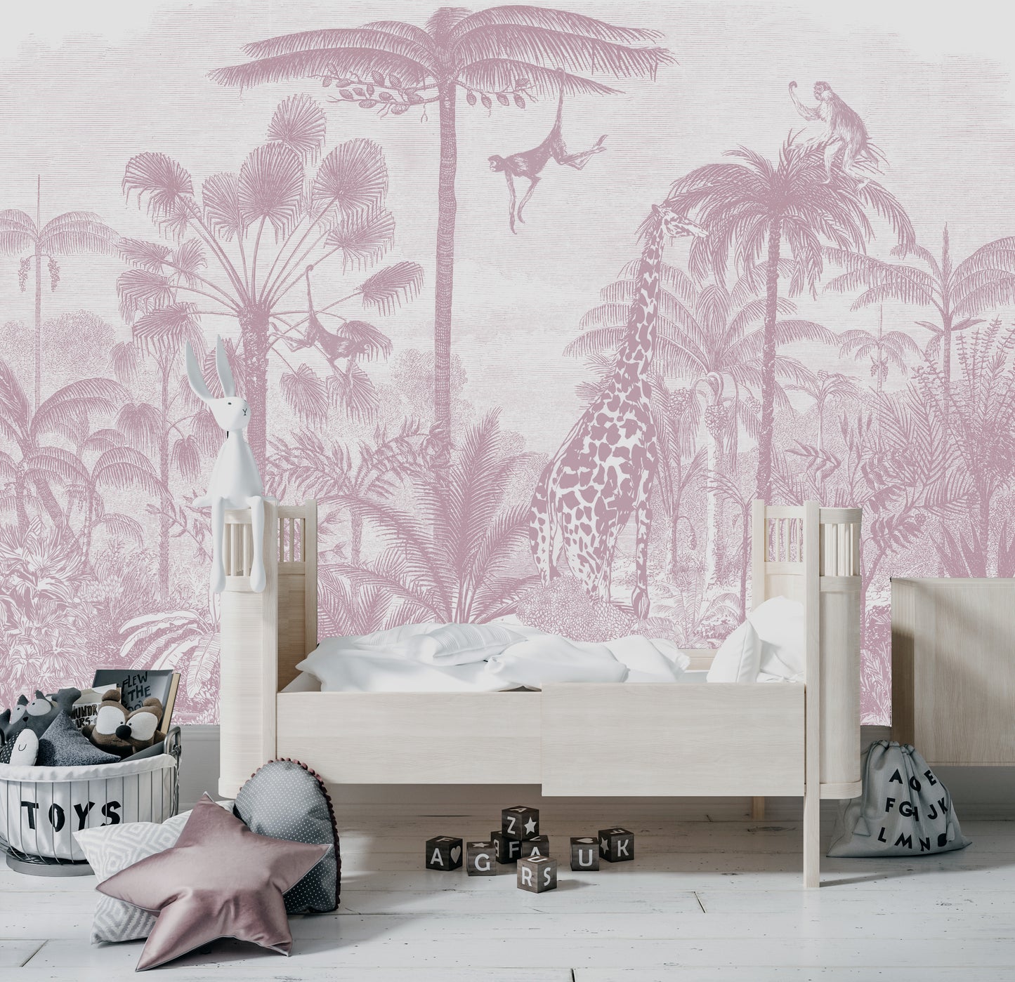 Sketch Jungle Kids Room Wallpaper
