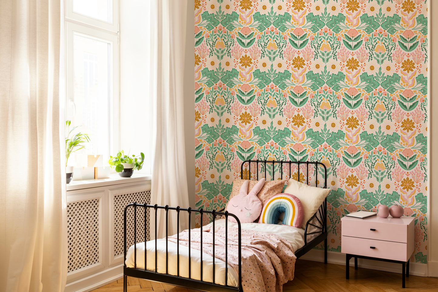 Boho Çiçekler Çocuk Odası Duvar Kağıdı Desen 3