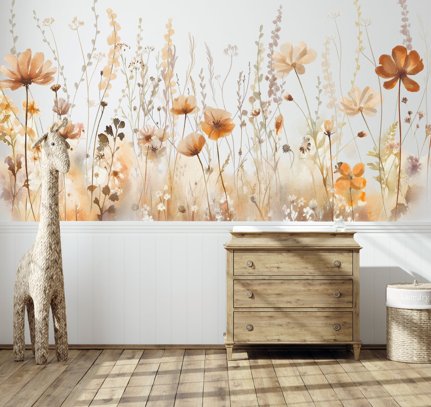 Boho Kır Çiçekleri Çocuk Odası Duvar Kağıdı