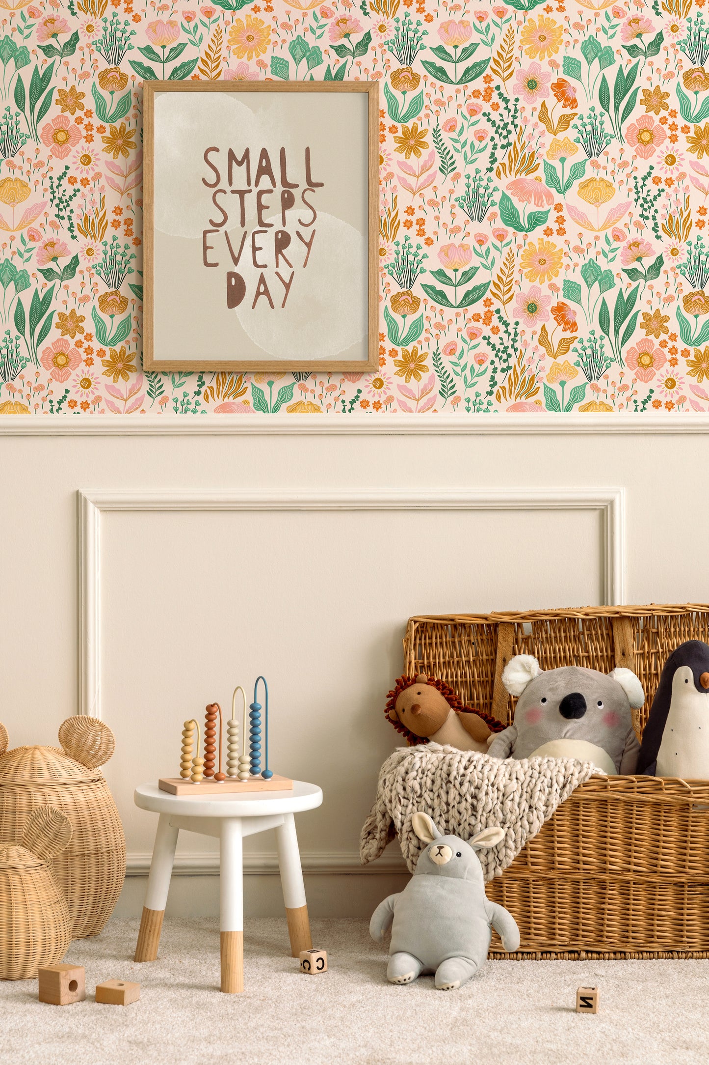 Boho Çiçekler Çocuk Odası Duvar Kağıdı Desen 2