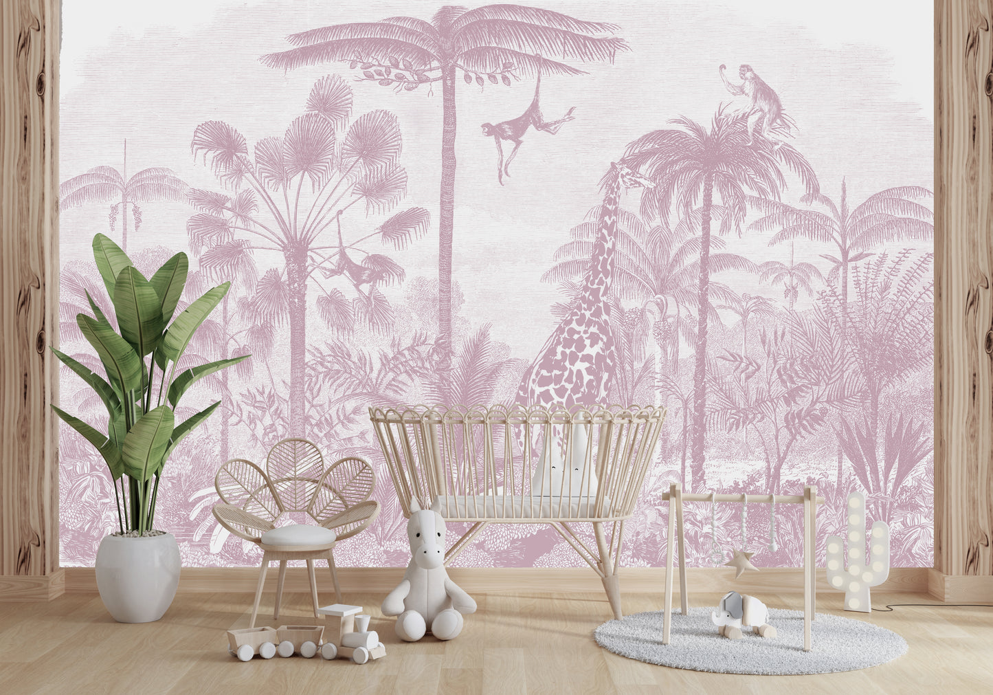 Sketch Jungle Kids Room Wallpaper