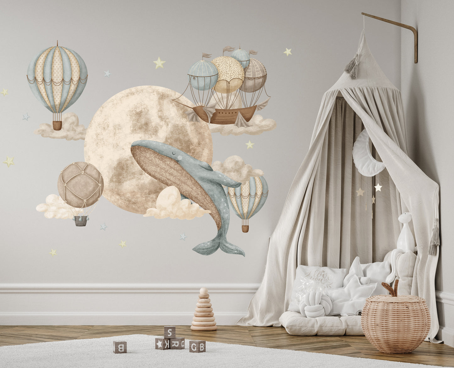 Whale and Moon Sticker Set
