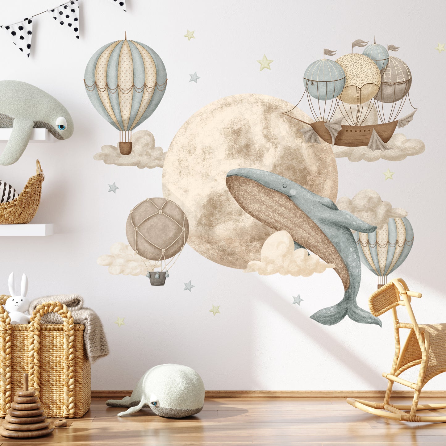 Whale and Moon Sticker Set