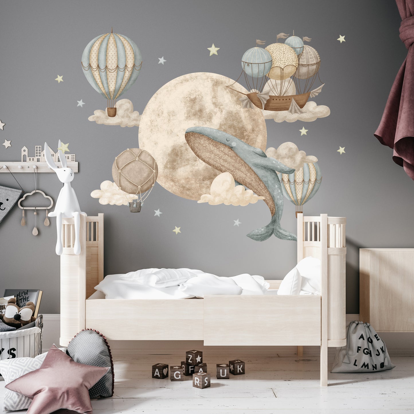Whale and Moon Sticker Set