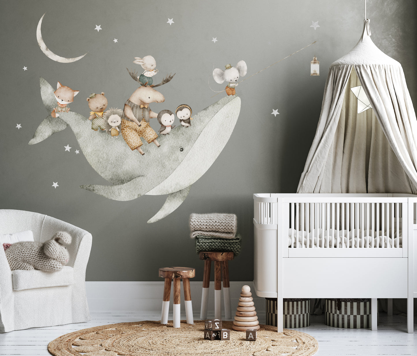 Whale and Cute Animals Sticker Set