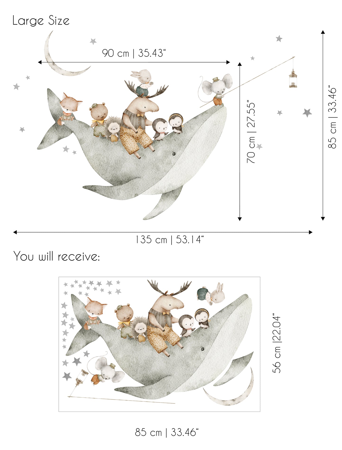 Whale and Cute Animals Sticker Set