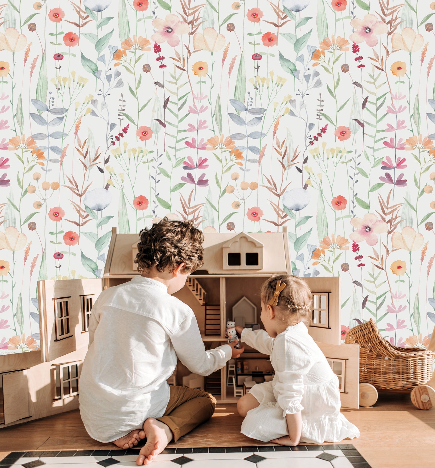 Soft Wildflowers Kids Room Wallpaper