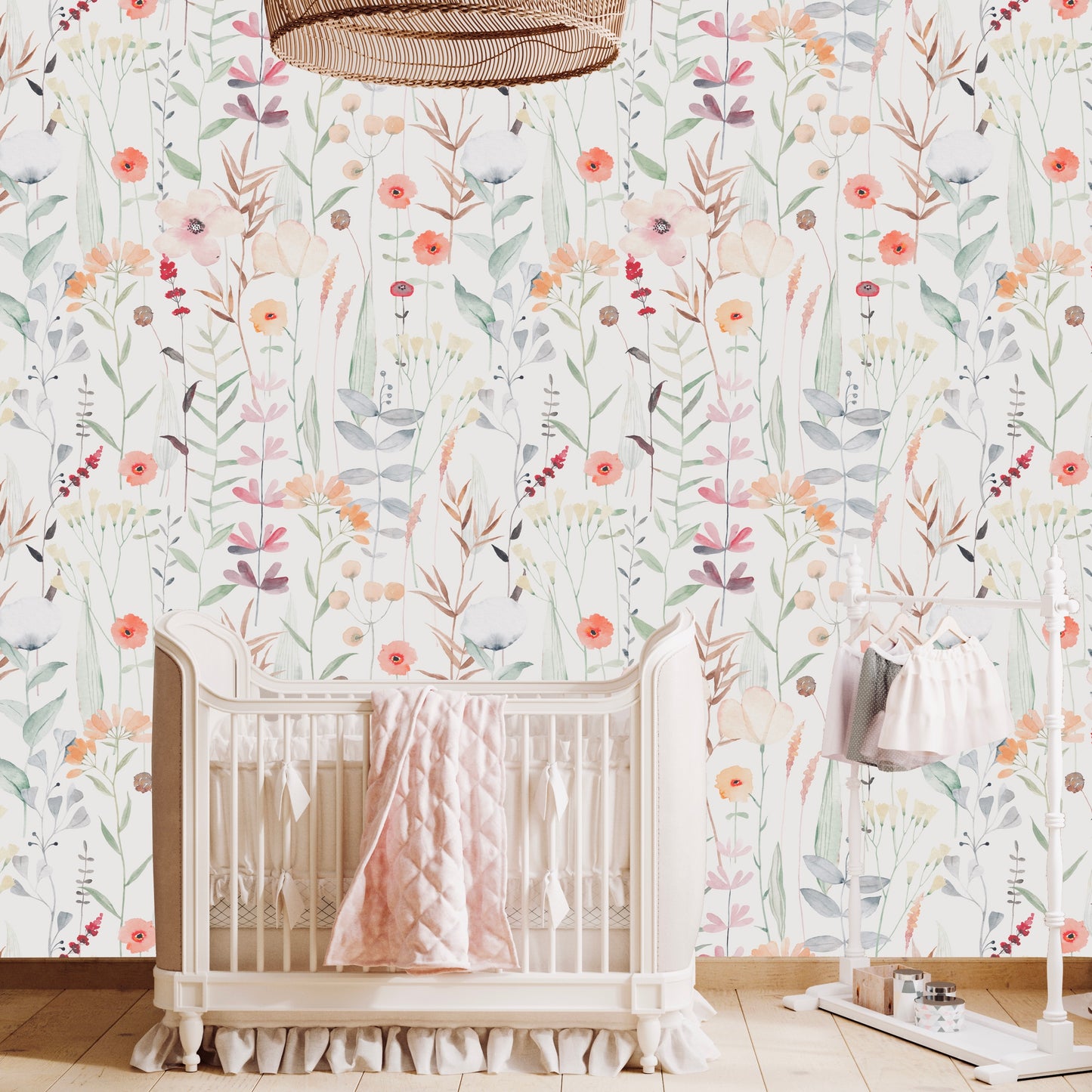 Soft Wildflowers Kids Room Wallpaper