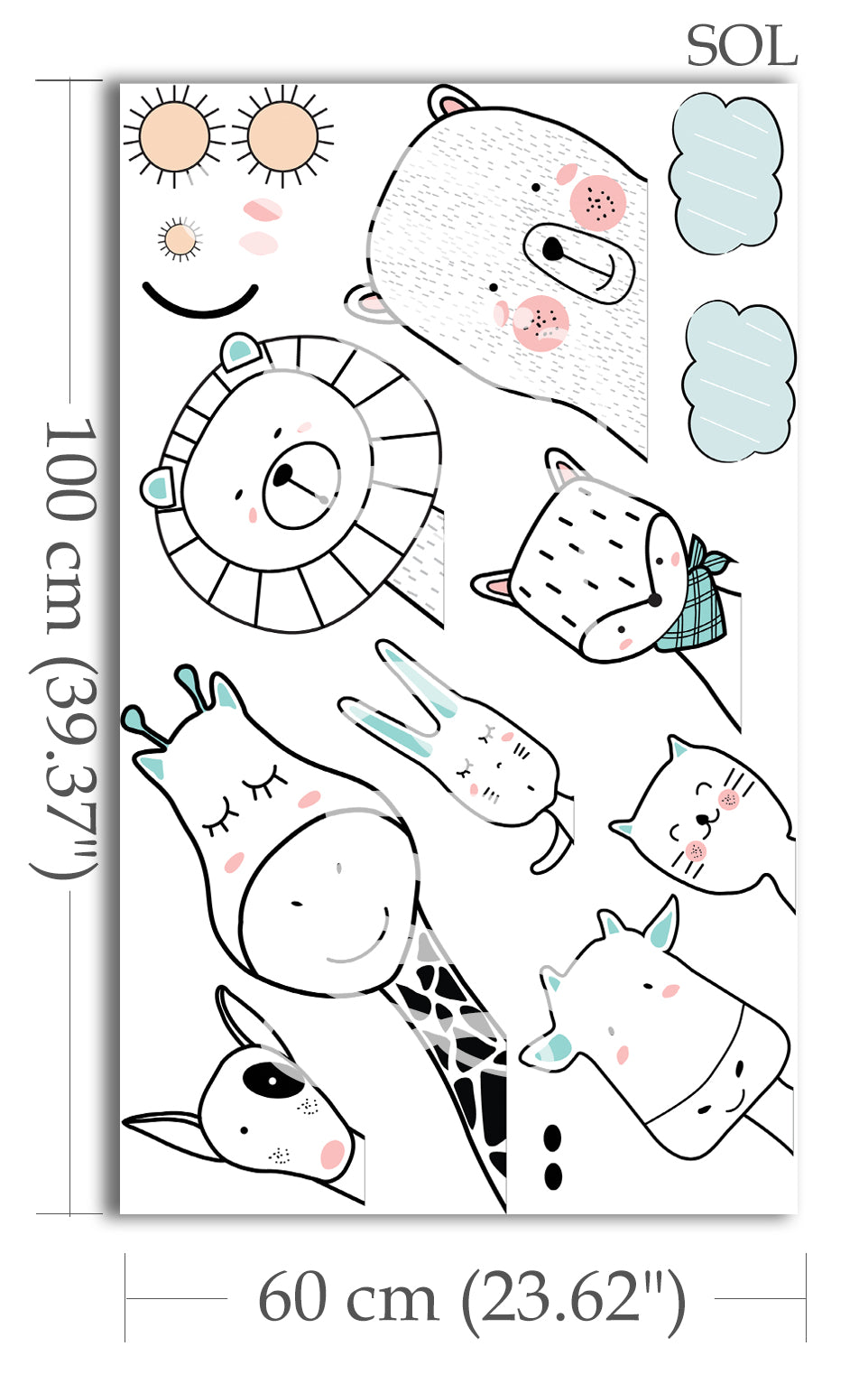 Cartoon Animals Door Edge Sticker Set