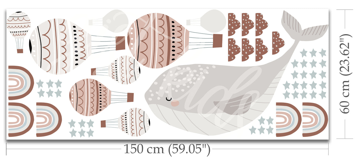 Balloons and Whale Sticker Set