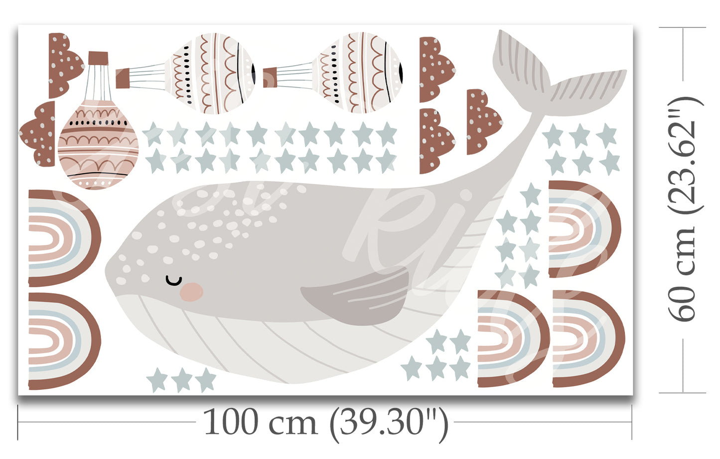 Balloons and Whale Sticker Set