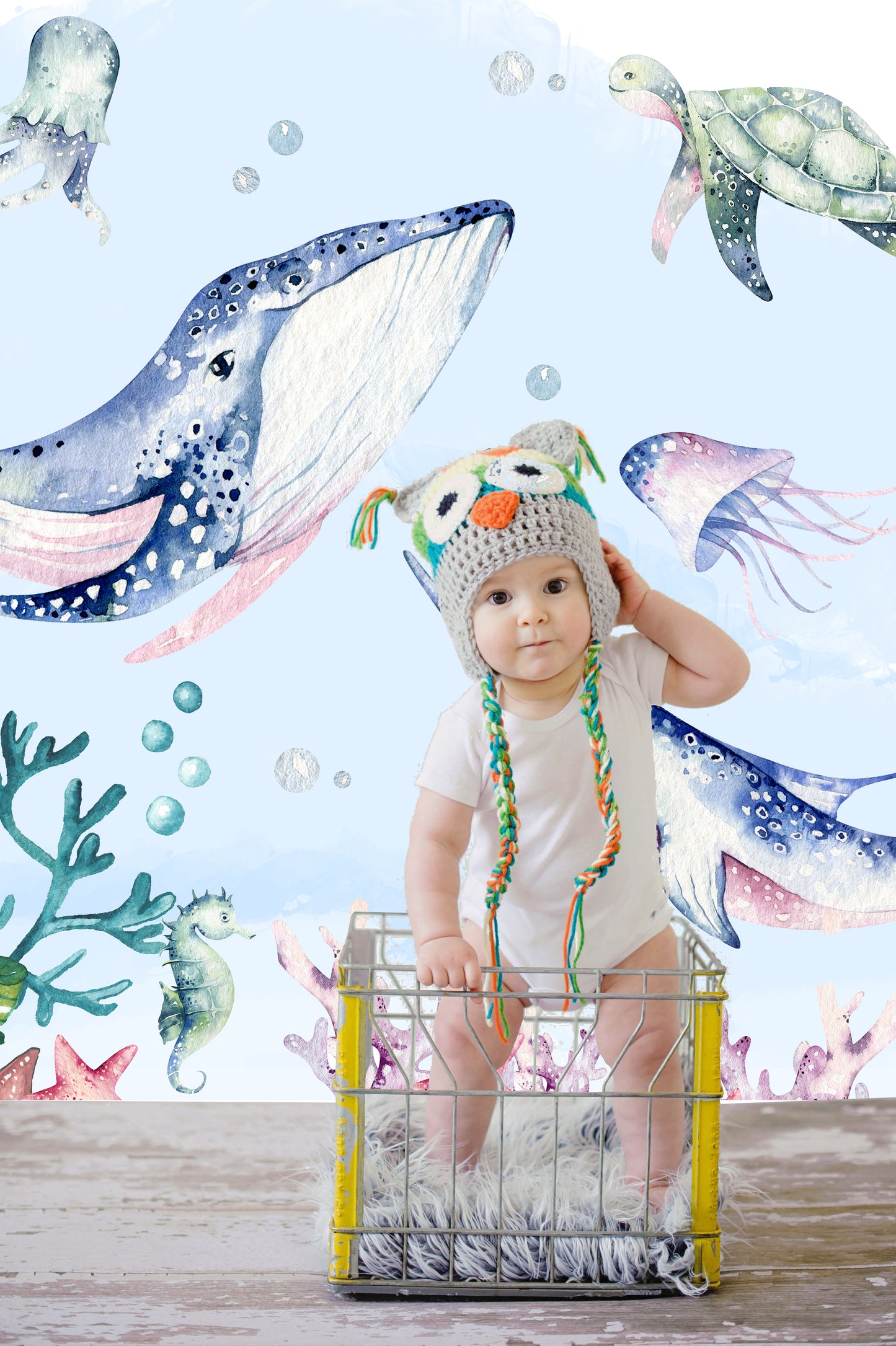 Underwater Animals Kids Room Wallpaper