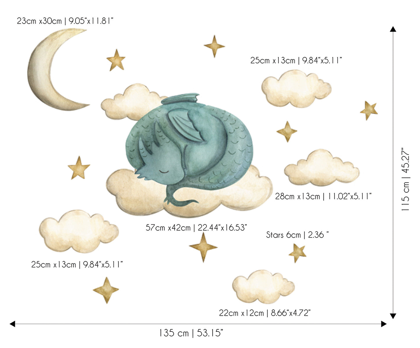Sleeping Dragon Sticker Set