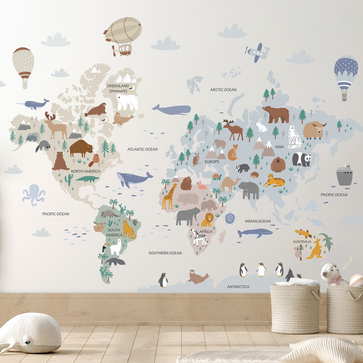 Balloon World Map Sticker Set