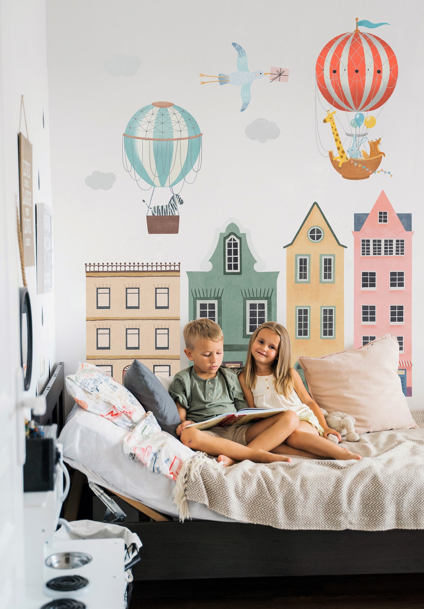 Houses and Flying Animals Sticker Set