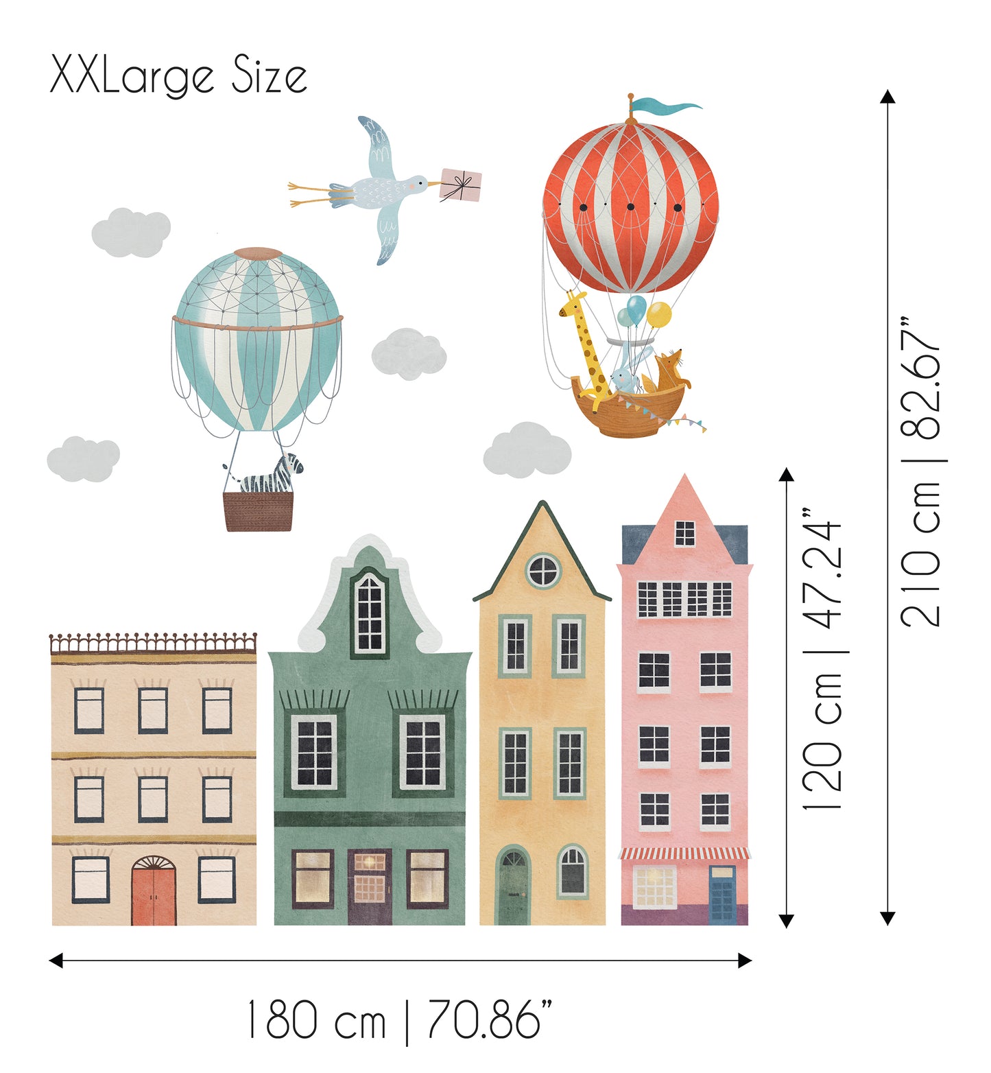 Houses and Flying Animals Sticker Set