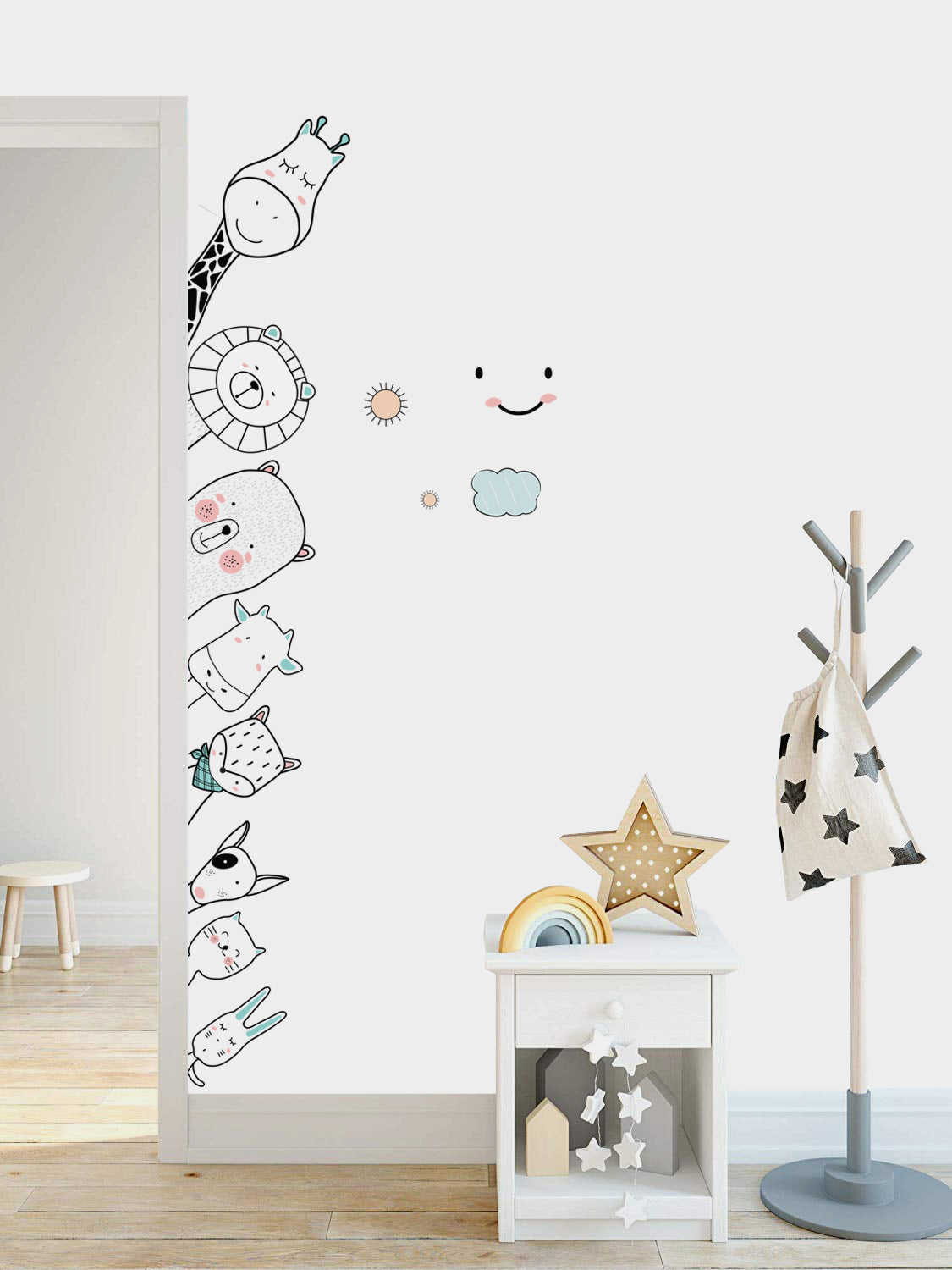 Cartoon Animals Door Edge Sticker Set