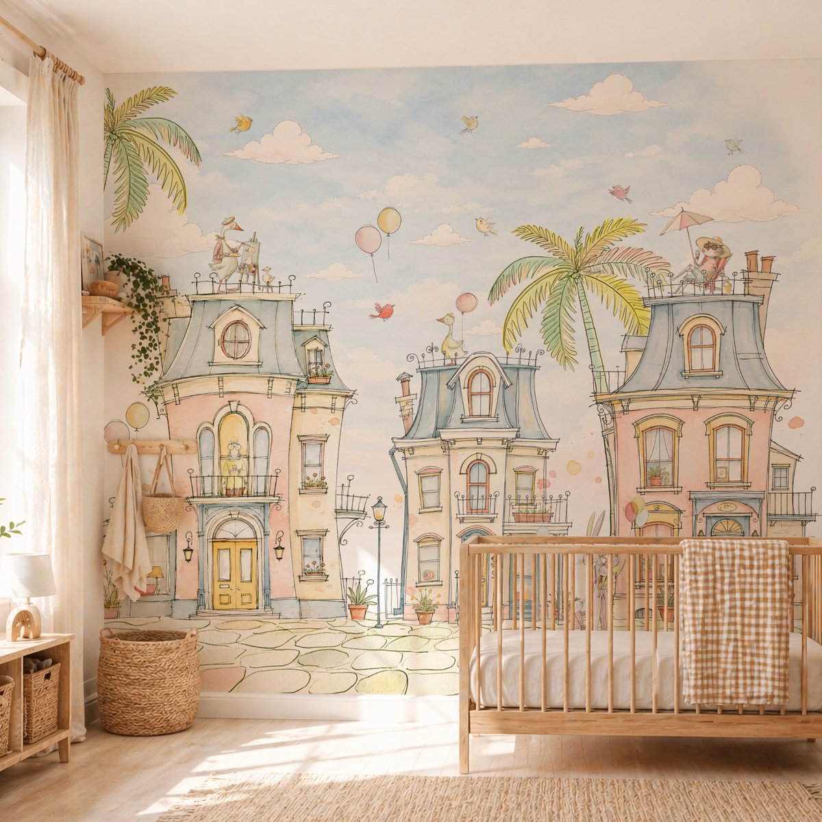 Storybook Whimsical Village Duvar Kağıdı