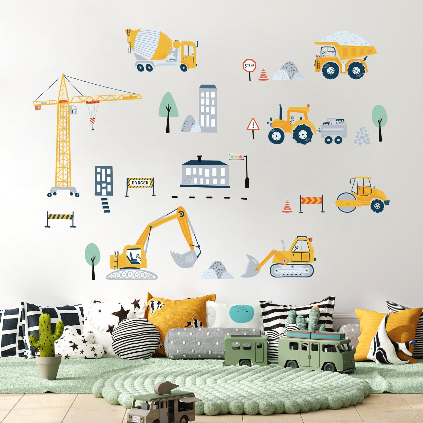 Construction Site Cars Sticker Set