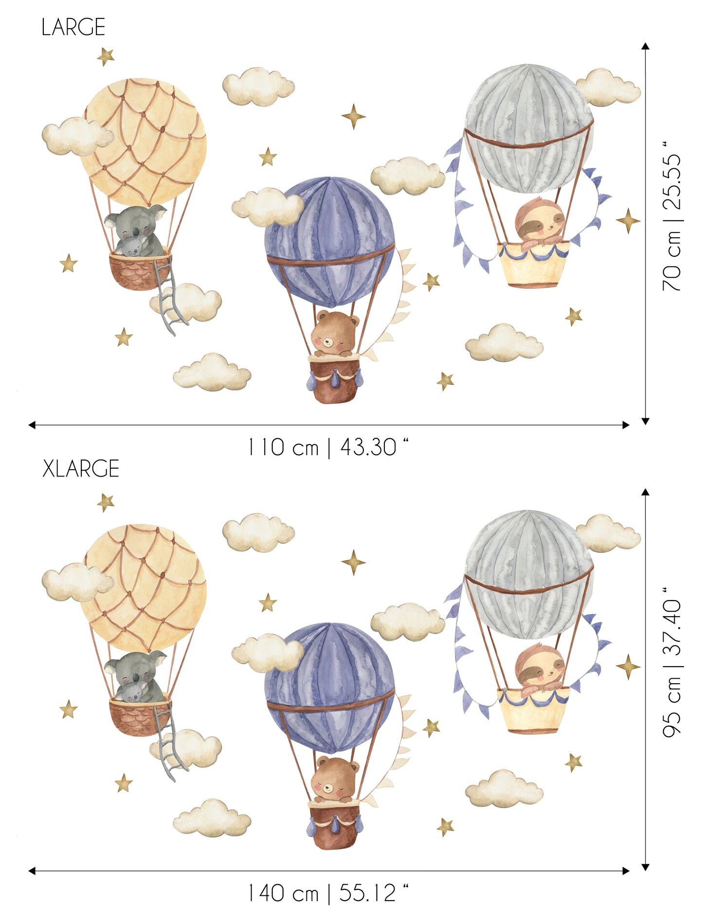 Hot Air Balloons Sticker Set