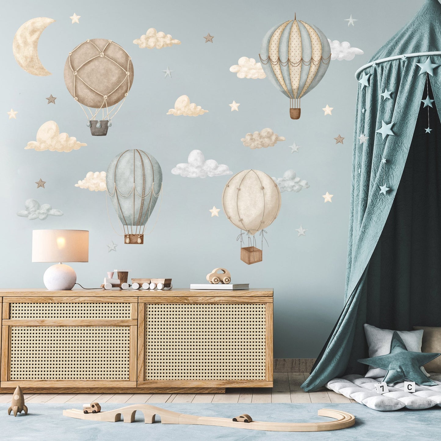 Pastel Hot Air Balloons Sticker Set