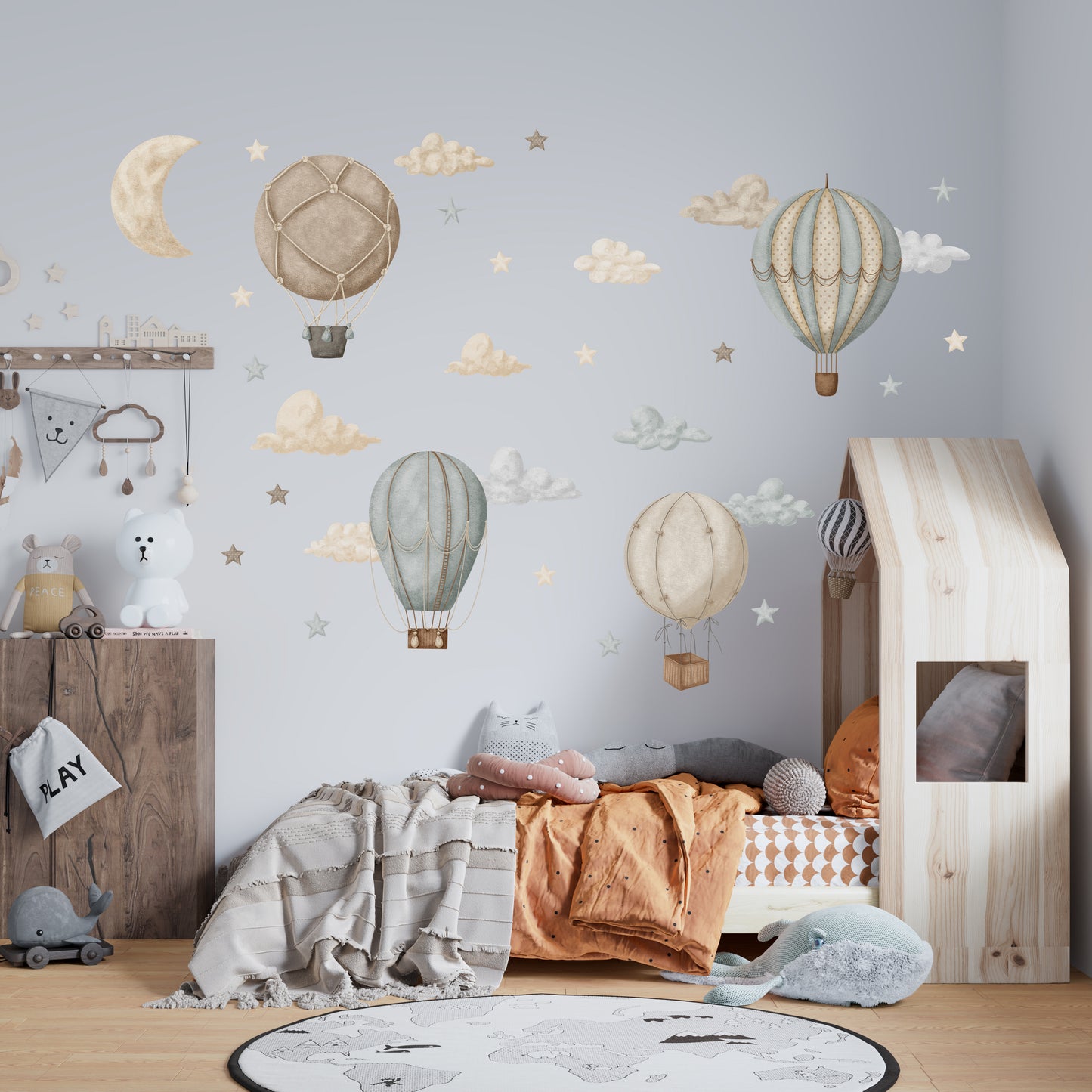 Pastel Hot Air Balloons Sticker Set