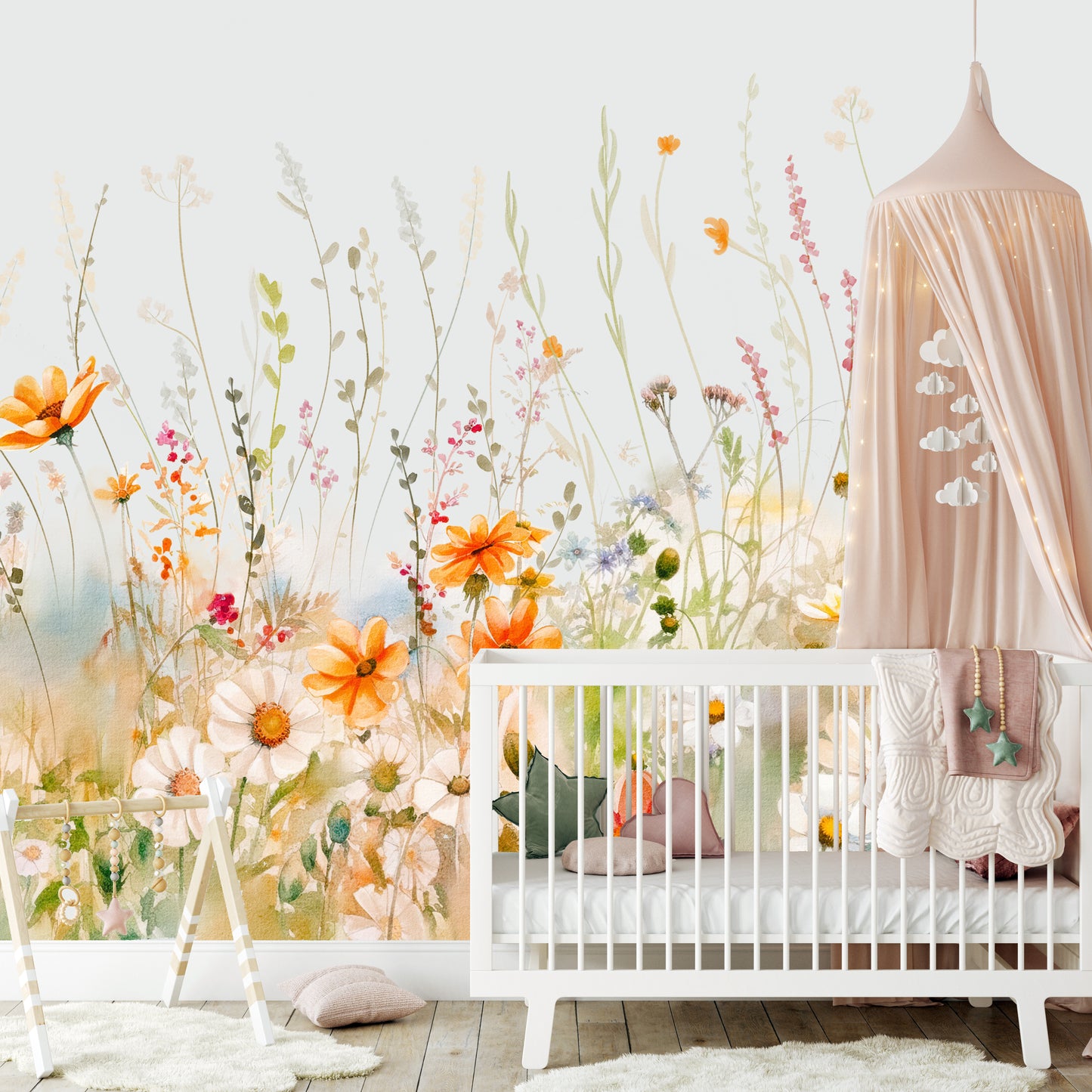 Soft Wildflowers Kids Room Wallpaper