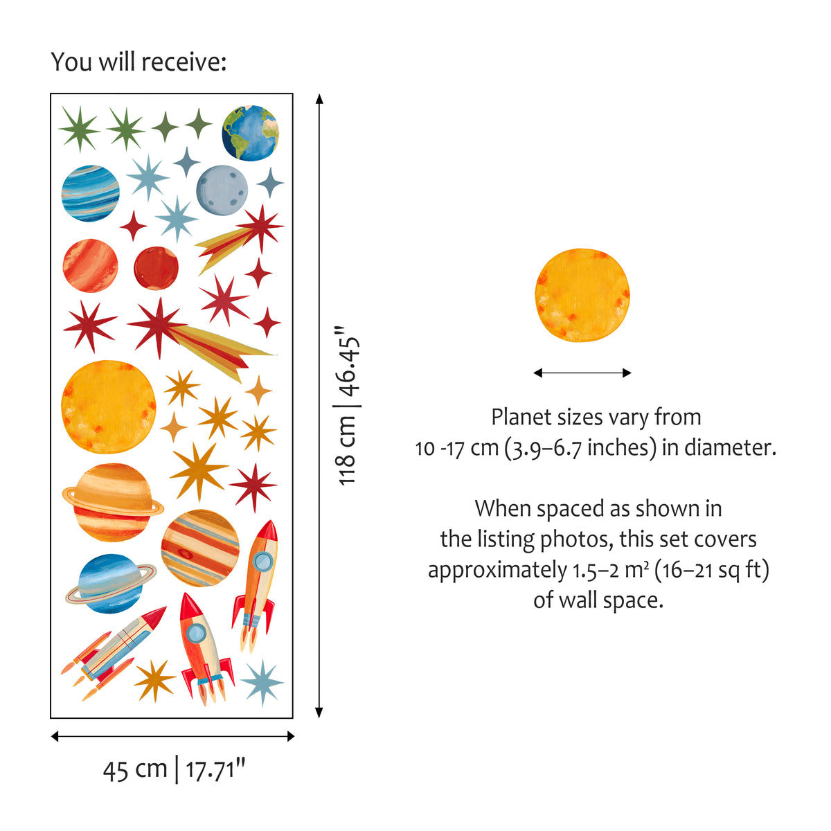 Space Adventure-Minik Gezegenler Sticker Seti