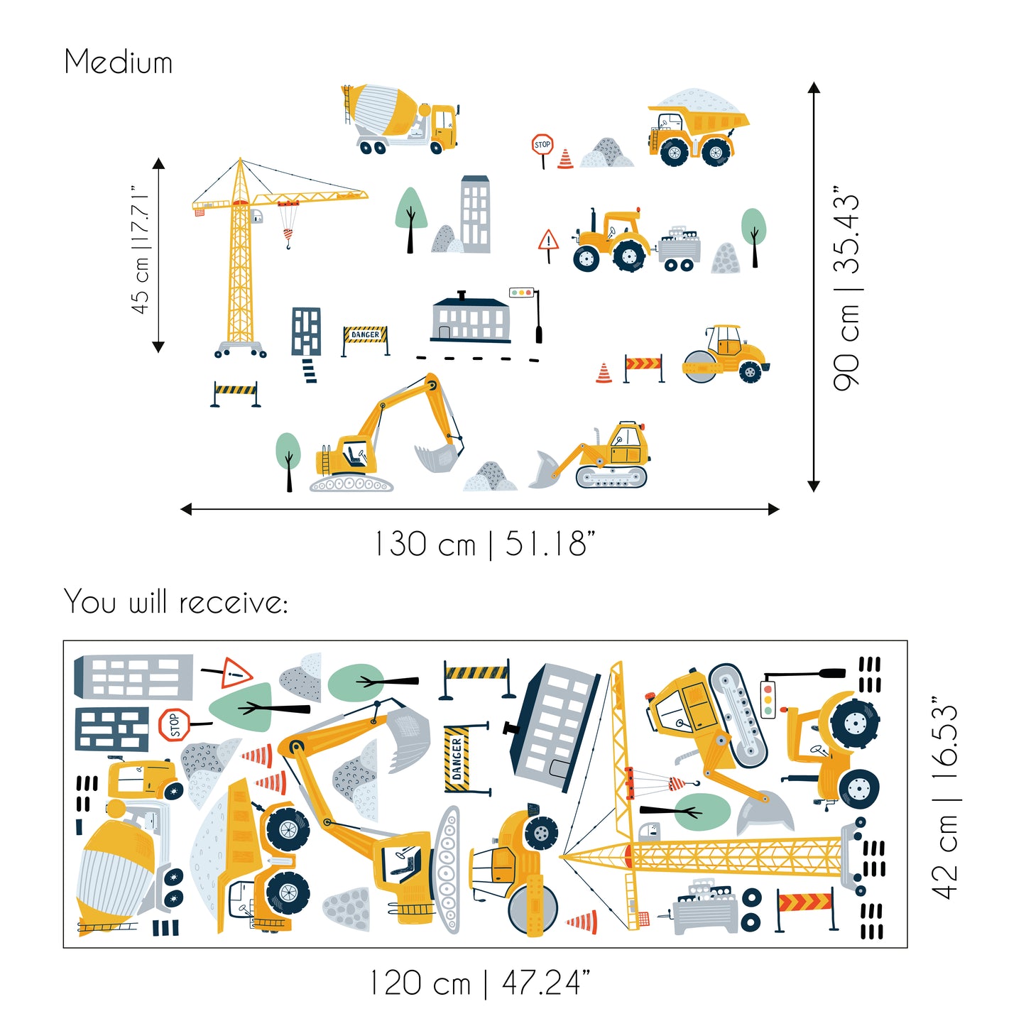 Construction Site Cars Sticker Set