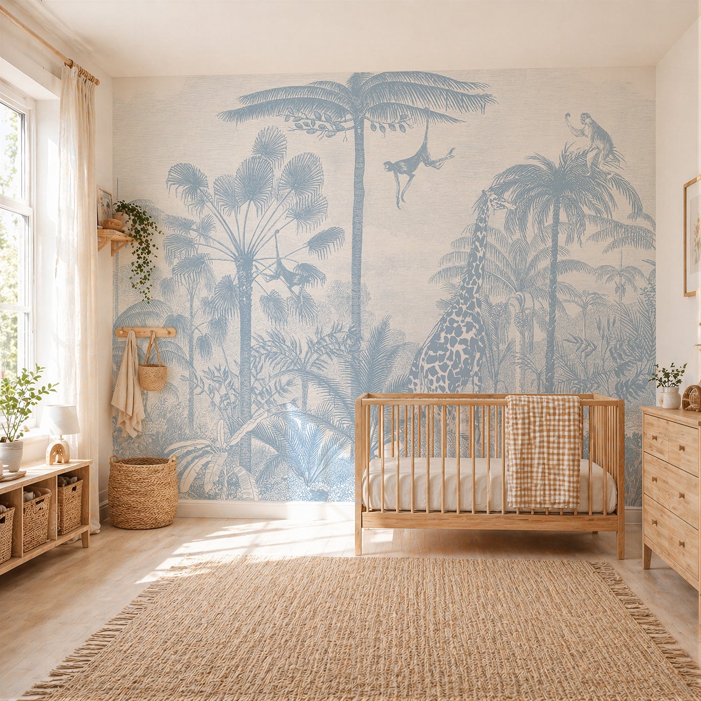 Sketch Jungle Kids Room Wallpaper