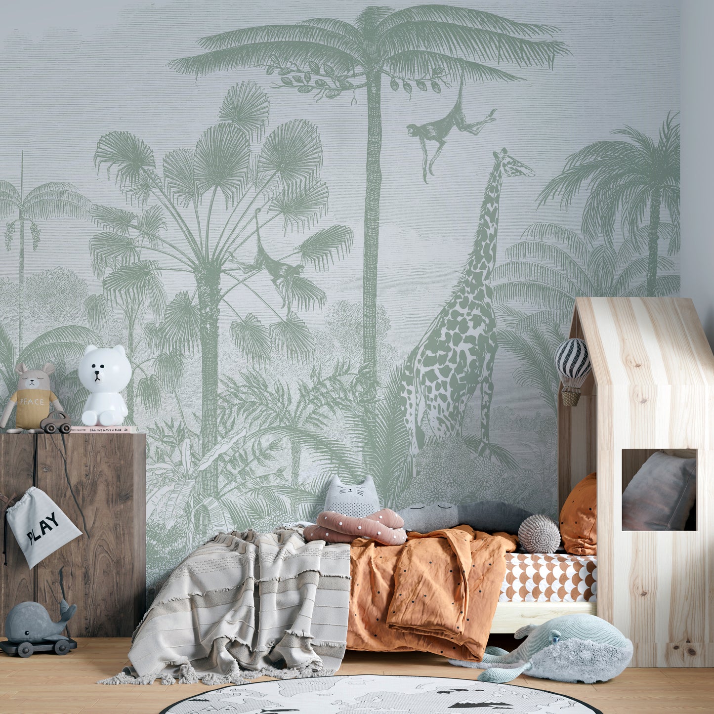 Sketch Jungle Kids Room Wallpaper