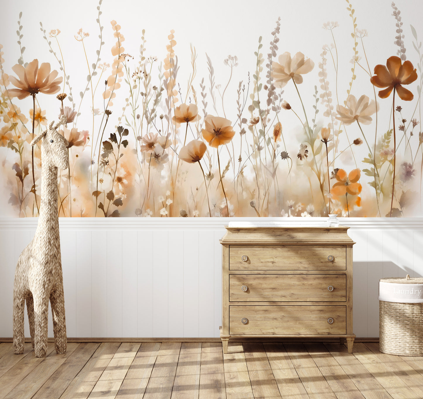 Boho Wildflowers Kids Room Wallpaper