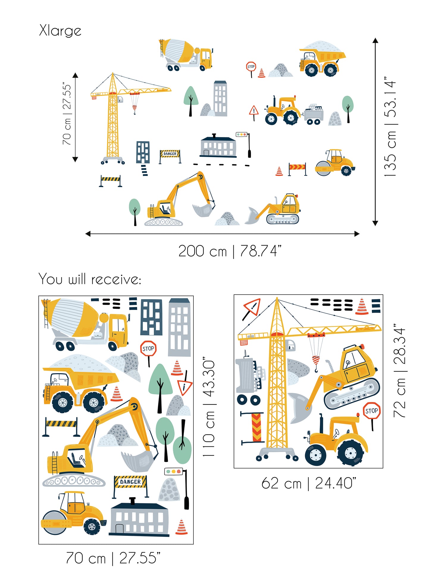 Construction Site Cars Sticker Set