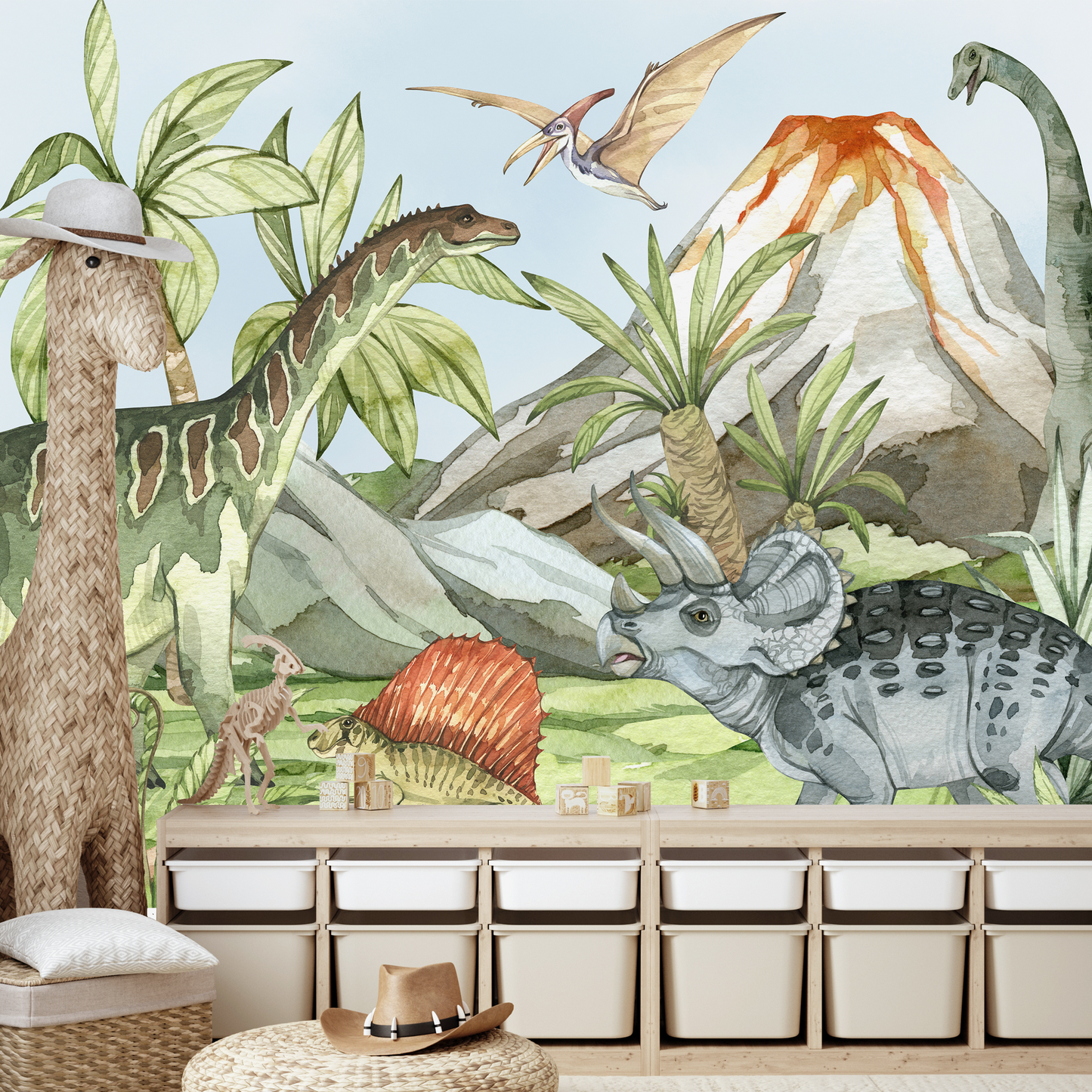 Dinozorlar Çocuk Odası Duvar Kağıdı